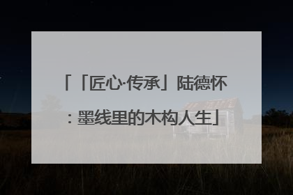 「匠心·传承」陆德怀：墨线里的木构人生