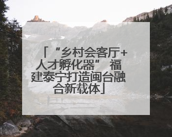 “乡村会客厅+人才孵化器” 福建泰宁打造闽台融合新载体