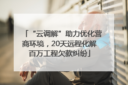 “云调解”助力优化营商环境，20天远程化解百万工程欠款纠纷