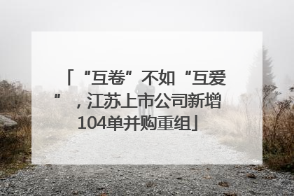 “互卷”不如“互爱”，江苏上市公司新增104单并购重组