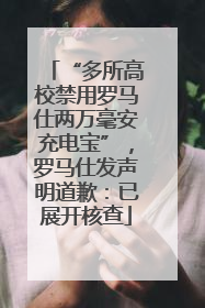 “多所高校禁用罗马仕两万毫安充电宝”，罗马仕发声明道歉：已展开核查