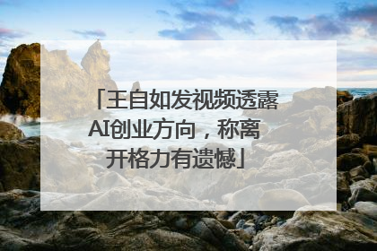 王自如发视频透露AI创业方向，称离开格力有遗憾