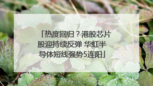 热度回归？港股芯片股迎持续反弹 华虹半导体短线强势5连阳