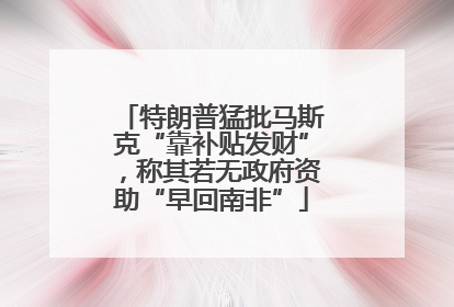 特朗普猛批马斯克“靠补贴发财”，称其若无政府资助“早回南非”