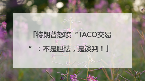 特朗普怒喷“TACO交易”：不是胆怯，是谈判！