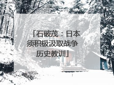 石破茂：日本须积极汲取战争历史教训