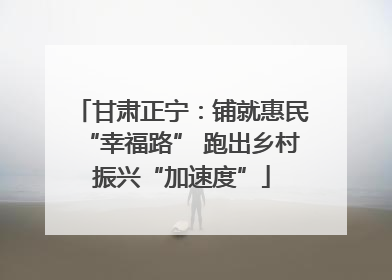 甘肃正宁：铺就惠民“幸福路” 跑出乡村振兴“加速度”