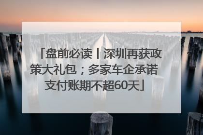 盘前必读丨深圳再获政策大礼包；多家车企承诺支付账期不超60天
