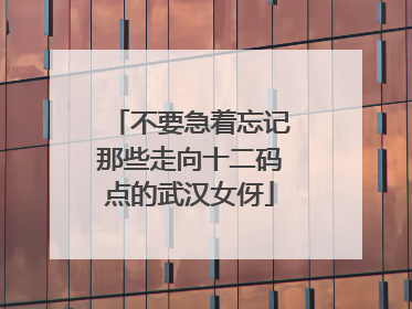 不要急着忘记那些走向十二码点的武汉女伢