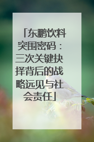 东鹏饮料突围密码：三次关键抉择背后的战略远见与社会责任