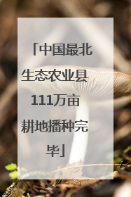 中国最北生态农业县111万亩耕地播种完毕