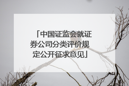 中国证监会就证券公司分类评价规定公开征求意见