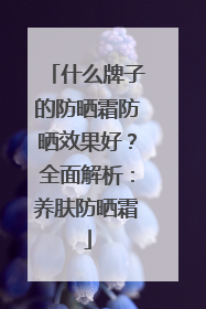 什么牌子的防晒霜防晒效果好？全面解析：养肤防晒霜
