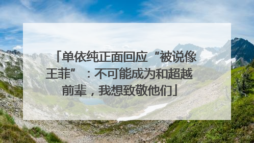 单依纯正面回应“被说像王菲”：不可能成为和超越前辈，我想致敬他们