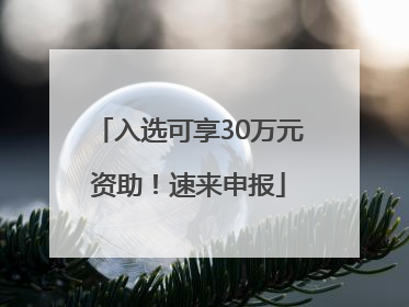 入选可享30万元资助！速来申报