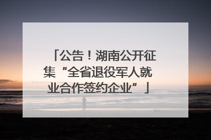公告！湖南公开征集“全省退役军人就业合作签约企业”