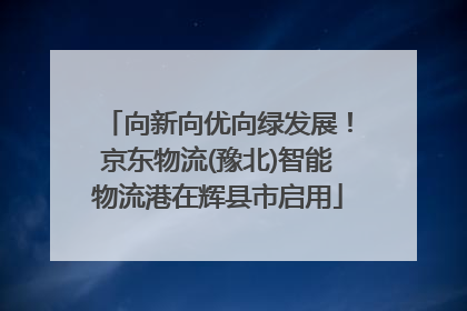 向新向优向绿发展！京东物流(豫北)智能物流港在辉县市启用