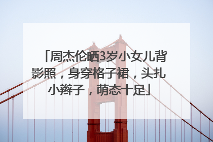 周杰伦晒3岁小女儿背影照，身穿格子裙，头扎小辫子，萌态十足