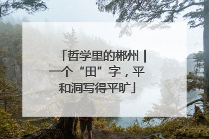 哲学里的郴州｜一个“田”字，平和洞写得平旷