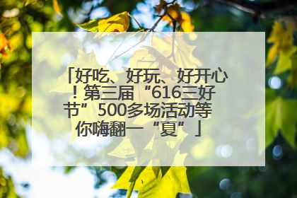 好吃、好玩、好开心！第三届“616三好节”500多场活动等你嗨翻一“夏”