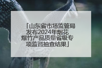 山东省市场监管局发布2024年烟花爆竹产品质量省级专项监督抽查结果