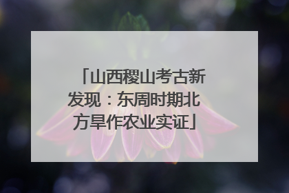 山西稷山考古新发现：东周时期北方旱作农业实证