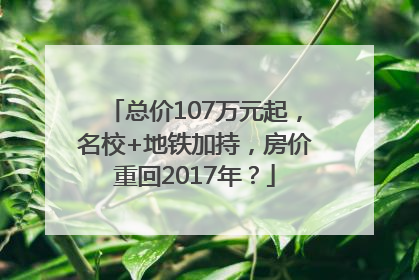 总价107万元起，名校+地铁加持，房价重回2017年？