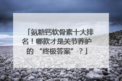 氨糖钙软骨素十大排名！哪款才是关节养护的 “终极答案”？