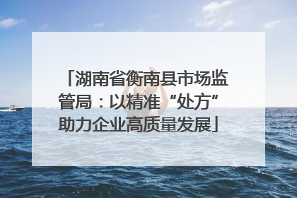 湖南省衡南县市场监管局：以精准“处方”助力企业高质量发展