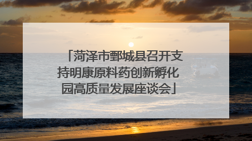 菏泽市鄄城县召开支持明康原料药创新孵化园高质量发展座谈会