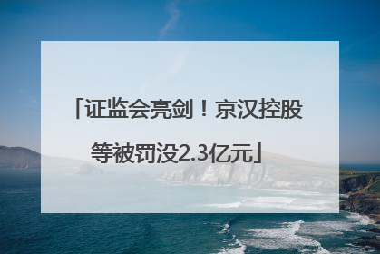 证监会亮剑！京汉控股等被罚没2.3亿元