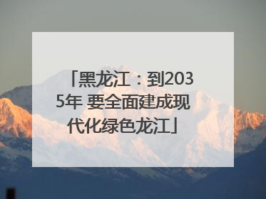 黑龙江：到2035年 要全面建成现代化绿色龙江