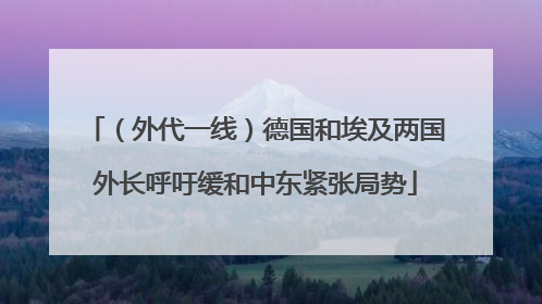 （外代一线）德国和埃及两国外长呼吁缓和中东紧张局势